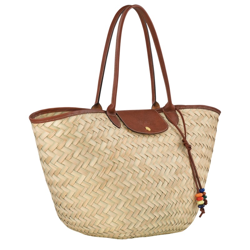 Longchamp Le Panier Pliage XL Basket bag - Palm straw Handbags Brown | CL54-E0FX