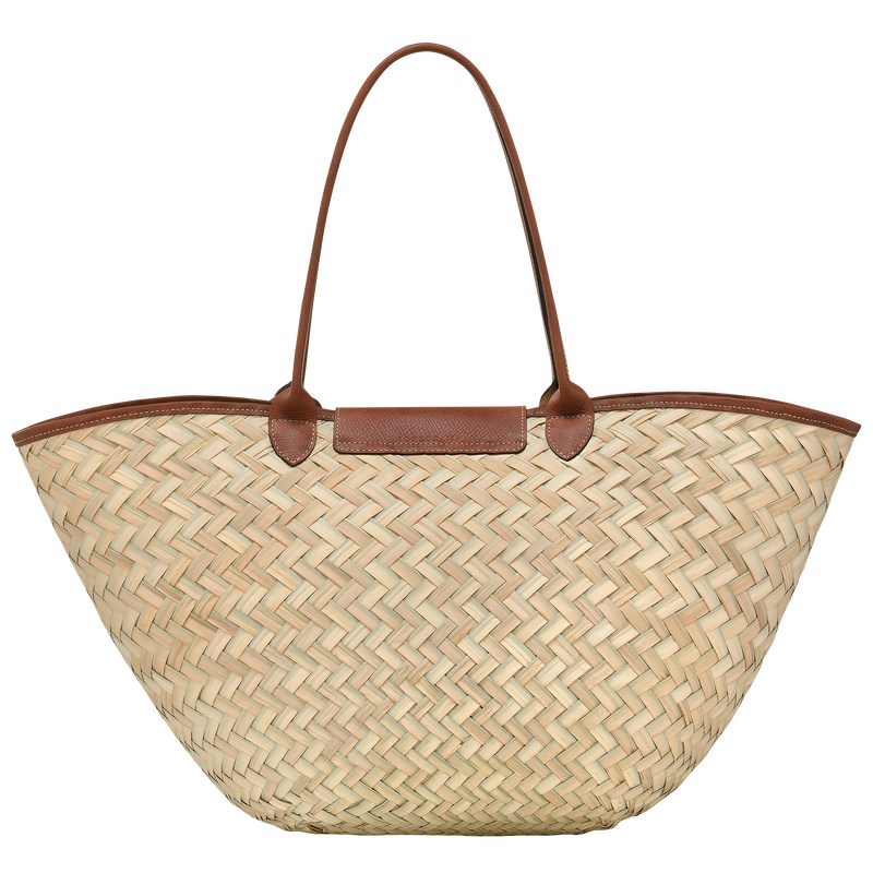 Longchamp Le Panier Pliage XL Basket bag - Palm straw Handbags Brown | CL54-E0FX