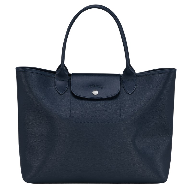 Longchamp Le Pliage City L Tote bag - Canvas Shoulder bags Navy | XD95-U9CJ