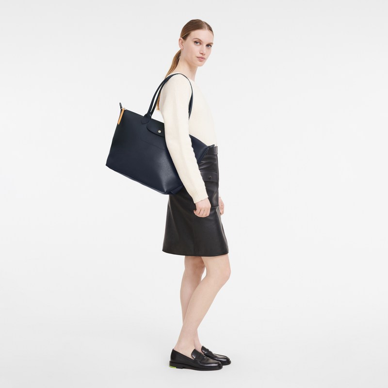 Longchamp Le Pliage City L Tote bag - Canvas Shoulder bags Navy | ZS99-N3EA