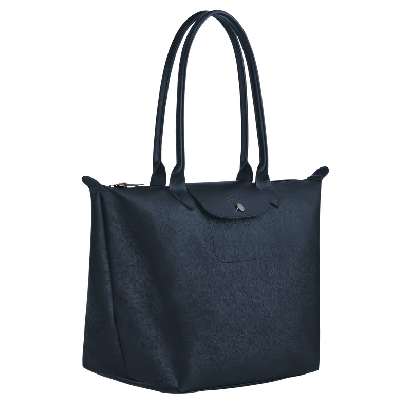 Longchamp Le Pliage City L Tote bag - Canvas Shoulder bags Navy | ZS99-N3EA