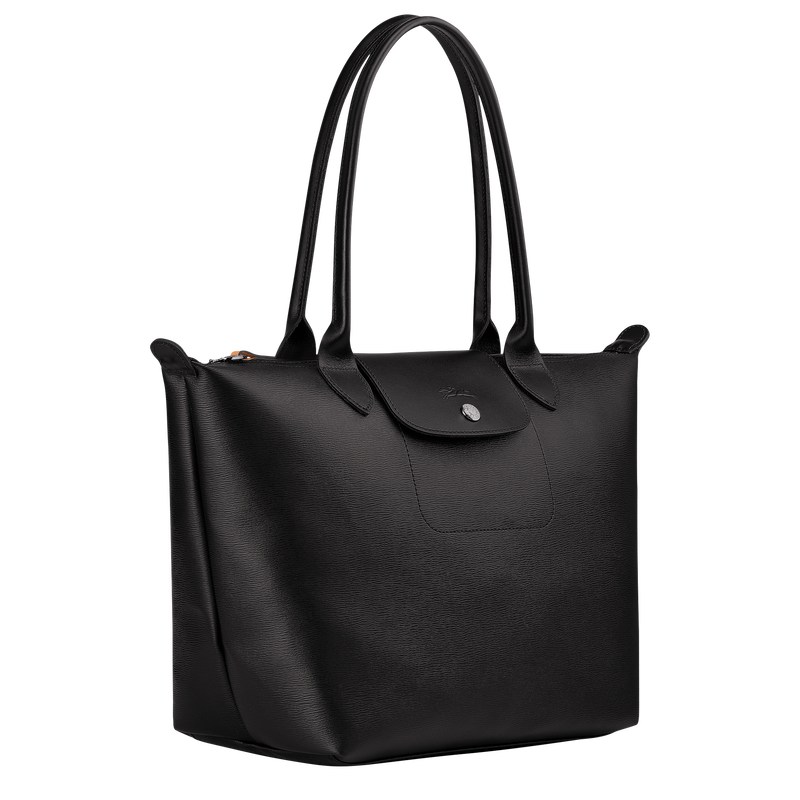 Longchamp Le Pliage City M Tote bag - Canvas Shoulder bags Black | JH49-Y2HB