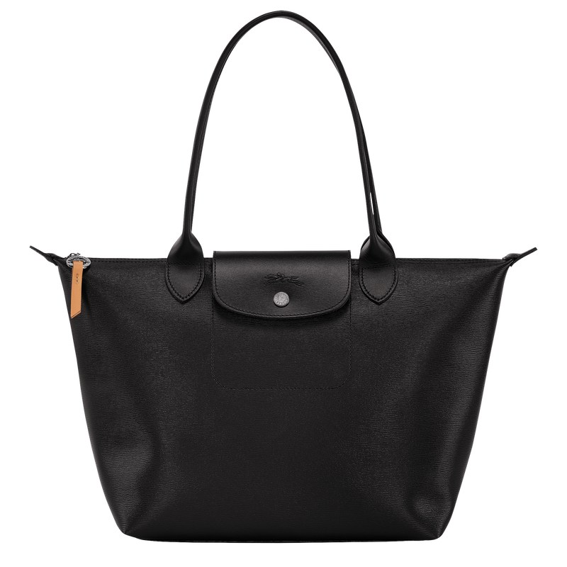 Longchamp Le Pliage City M Tote bag - Canvas Shoulder bags Black | JH49-Y2HB