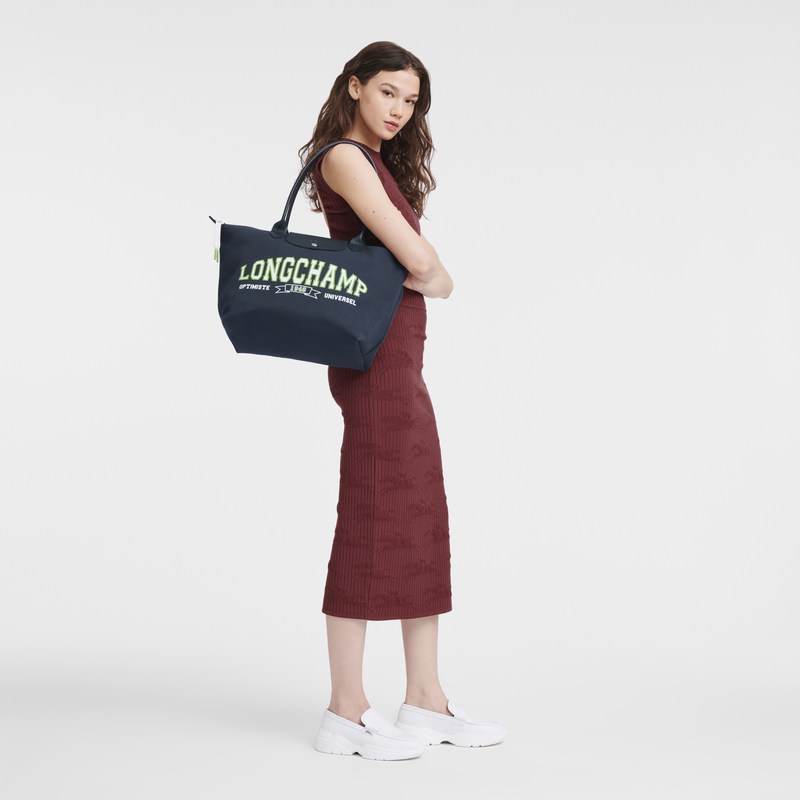 Longchamp Le Pliage Collection L Tote bag - Canvas Shoulder bags Navy | XG22-F3KE