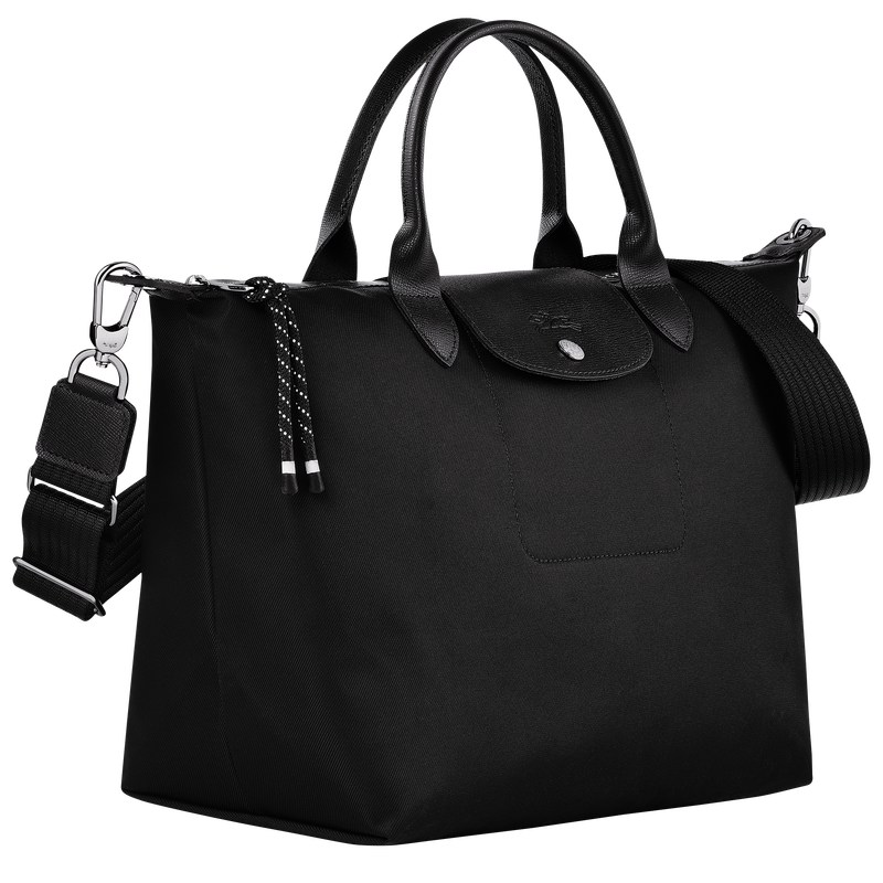 Longchamp Le Pliage Energy L Handbag - Recycled canvas Handbags Black | QE71-O1PB