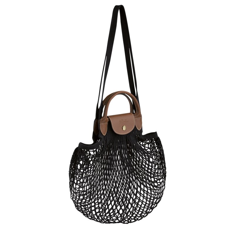 Longchamp Le Pliage Filet L Mesh bag - Canvas Handbags Black | SV87-N2IB