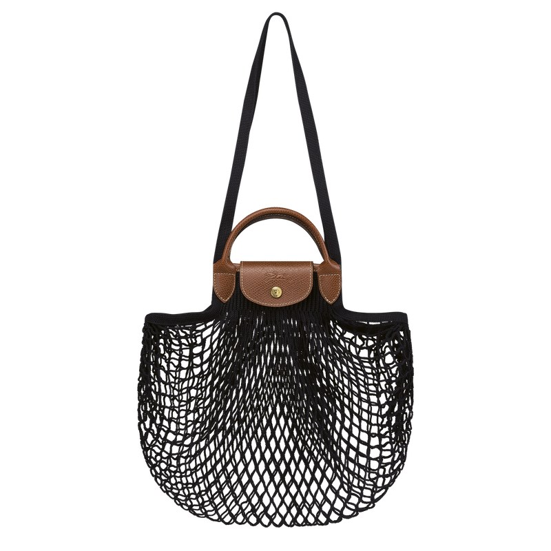 Longchamp Le Pliage Filet L Mesh bag - Canvas Handbags Black | SV87-N2IB