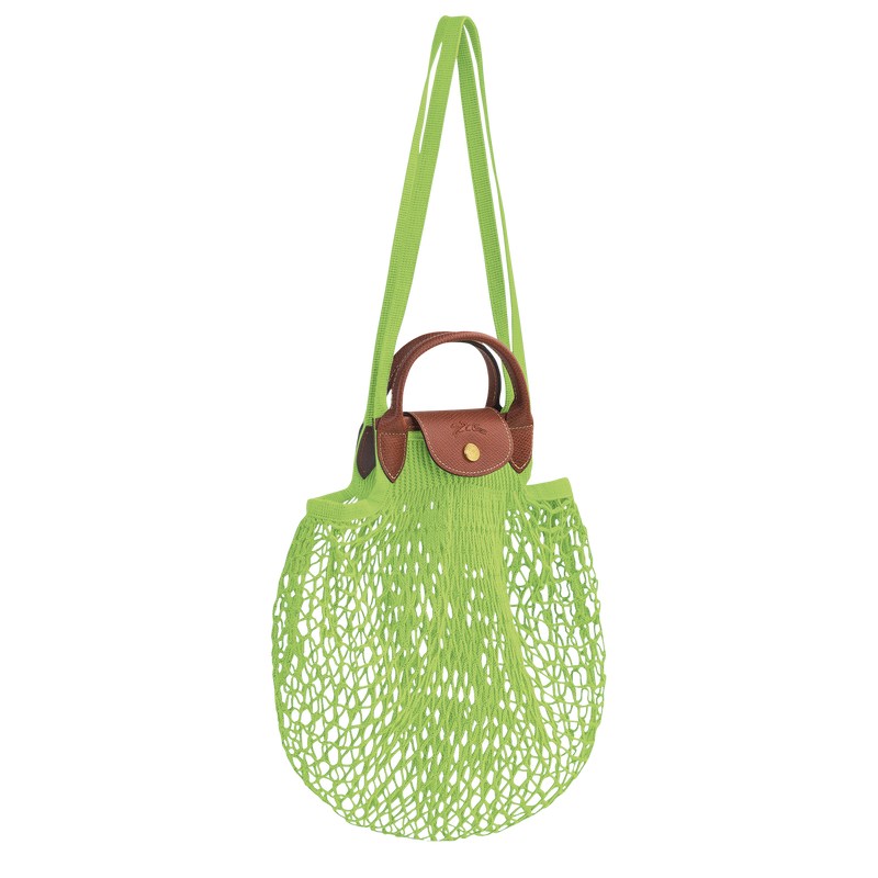 Longchamp Le Pliage Filet L Mesh bag - Canvas Handbags Green Light/Strawberry | JP31-C6WV