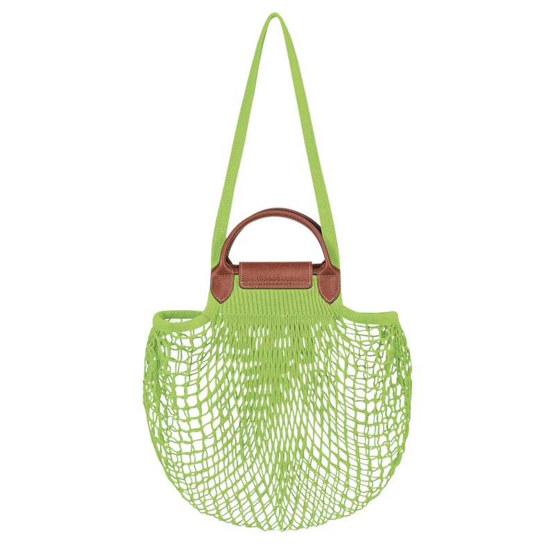 Longchamp Le Pliage Filet L Mesh bag - Canvas Handbags Green Light/Strawberry | JP31-C6WV