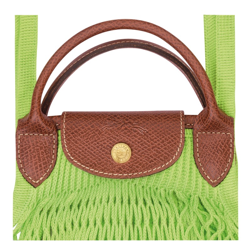 Longchamp Le Pliage Filet L Mesh bag - Canvas Handbags Green Light/Strawberry | JP31-C6WV