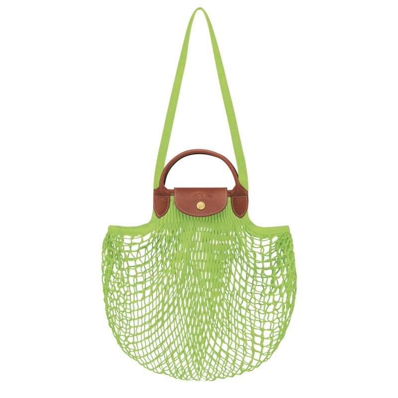 Longchamp Le Pliage Filet L Mesh bag - Canvas Handbags Green Light/Strawberry | JP31-C6WV