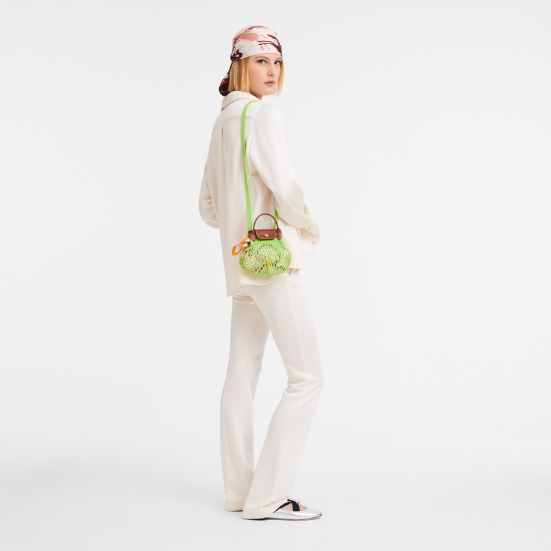 Longchamp Le Pliage Filet XS Mesh bag - Canvas Crossbody bags Green Light/Strawberry | AK62-V5WW