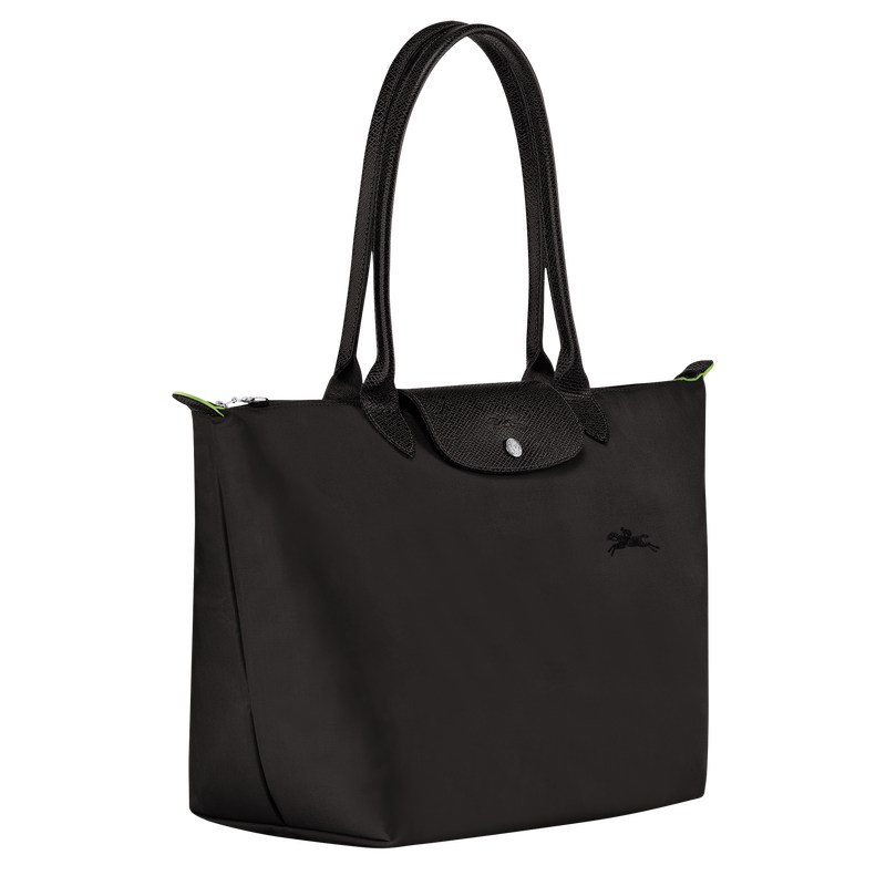 Longchamp Le Pliage Green L Tote bag - Recycled canvas Shoulder bags Black | LV88-F7CQ