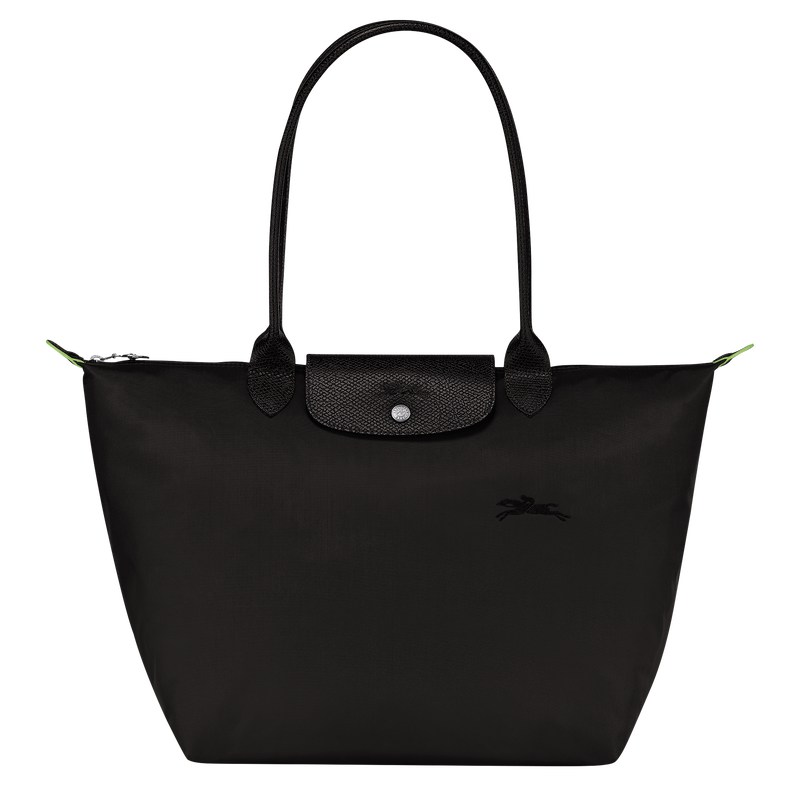 Longchamp Le Pliage Green L Tote bag - Recycled canvas Shoulder bags Black | LV88-F7CQ