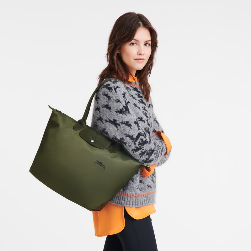 Longchamp Le Pliage Green L Tote bag - Recycled canvas Shoulder bags Forest | BM99-K7HC