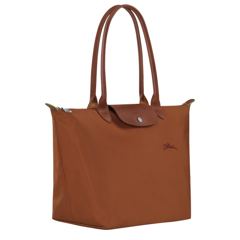 Longchamp Le Pliage Green L Tote bag - Recycled canvas Shoulder bags Cognac | SY75-Z0BD