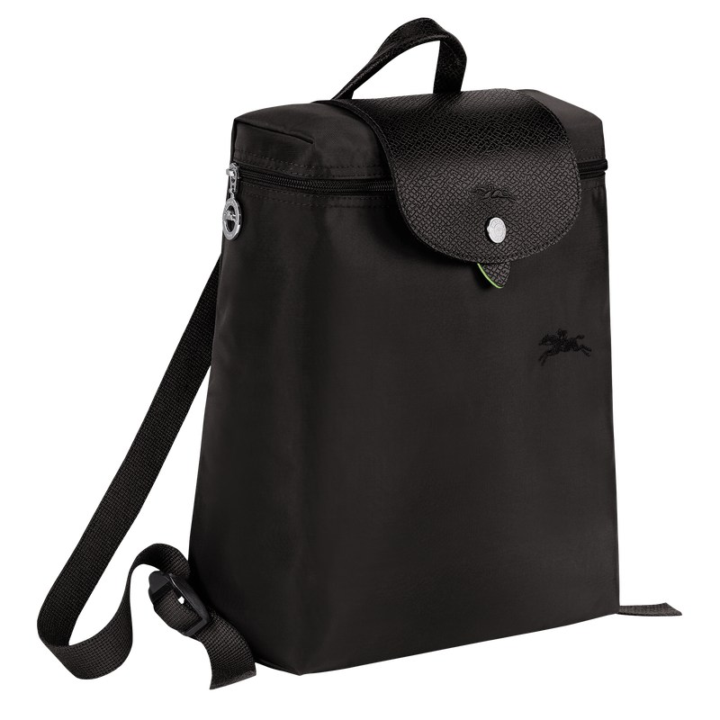 Longchamp Le Pliage Green M Backpack - Recycled canvas Backpacks Black | SL28-G3HG