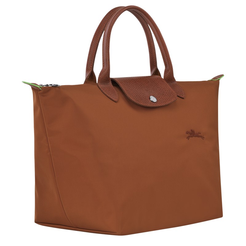 Longchamp Le Pliage Green M Handbag - Recycled canvas Handbags Cognac | HH22-P1UN