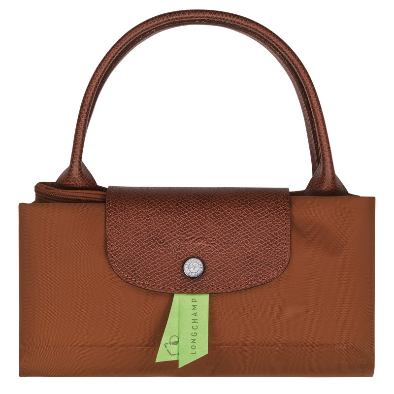 Longchamp Le Pliage Green M Handbag - Recycled canvas Handbags Cognac | HH22-P1UN