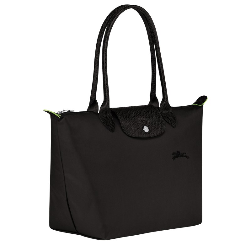 Longchamp Le Pliage Green M Tote bag - Recycled canvas Shoulder bags Black | PP44-X9ZL