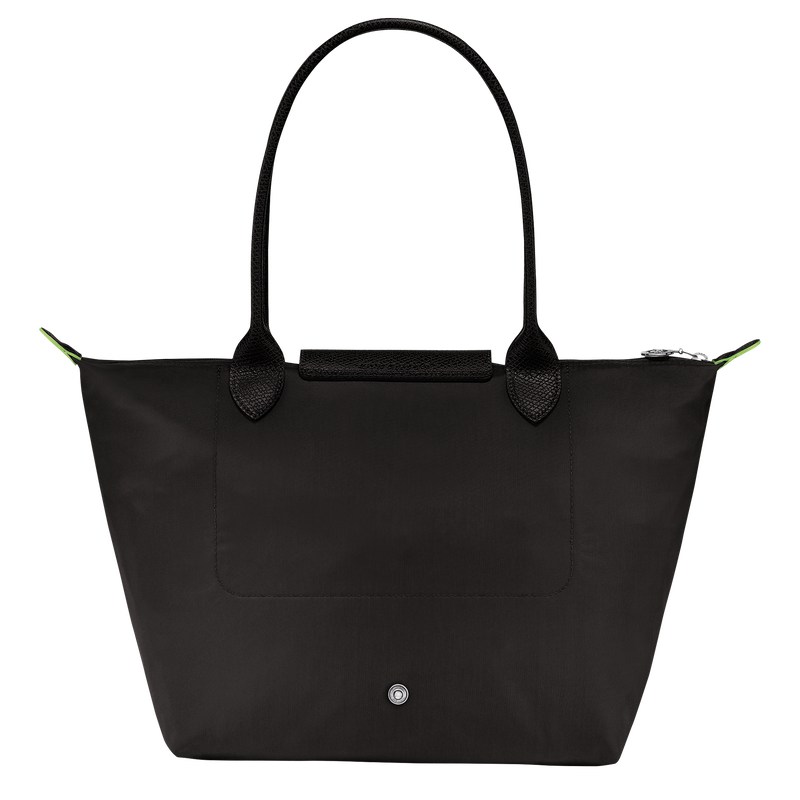 Longchamp Le Pliage Green M Tote bag - Recycled canvas Shoulder bags Black | PP44-X9ZL