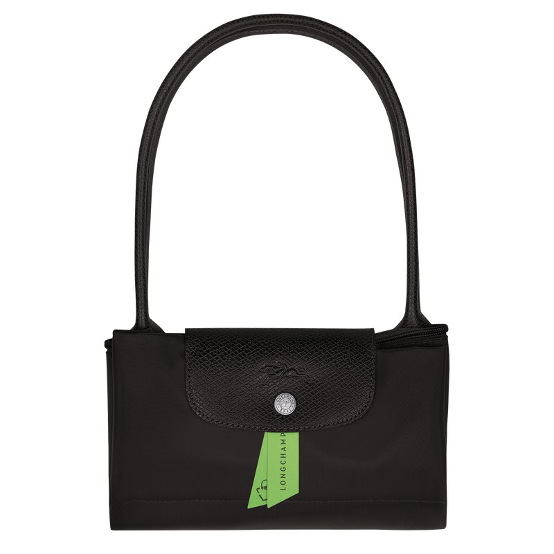 Longchamp Le Pliage Green M Tote bag - Recycled canvas Shoulder bags Black | PP44-X9ZL