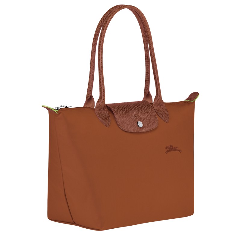 Longchamp Le Pliage Green M Tote bag - Recycled canvas Shoulder bags Cognac | EM52-Q6YG