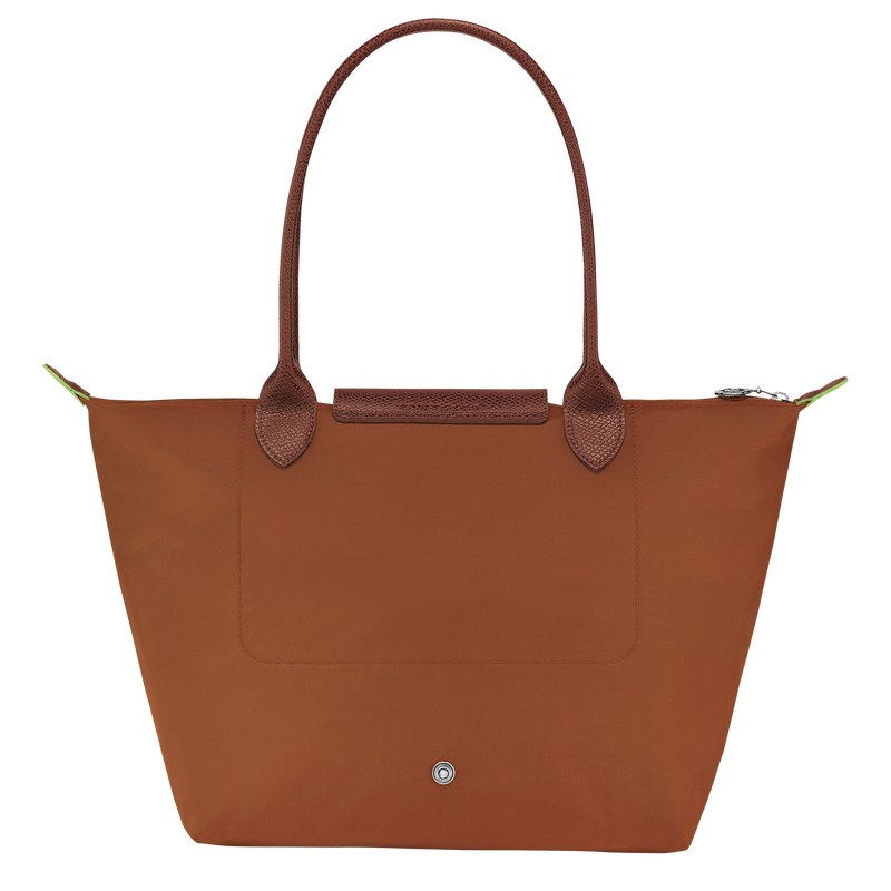 Longchamp Le Pliage Green M Tote bag - Recycled canvas Shoulder bags Cognac | EM52-Q6YG