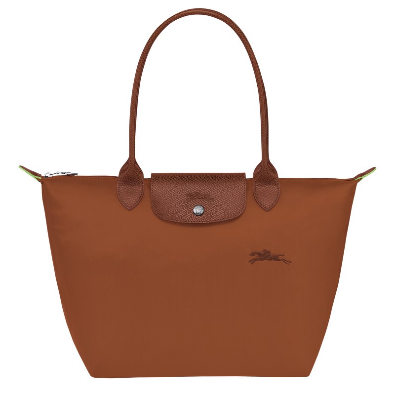 Longchamp Le Pliage Green M Tote bag - Recycled canvas Shoulder bags Cognac | EM52-Q6YG