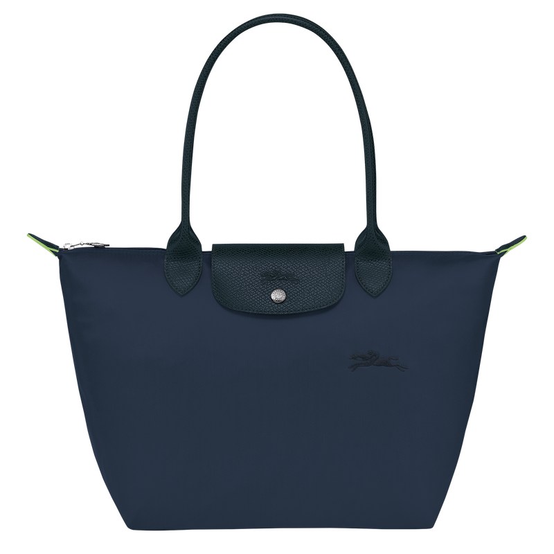 Longchamp Le Pliage Green M Tote bag - Recycled canvas Shoulder bags Navy | RF79-G3VK