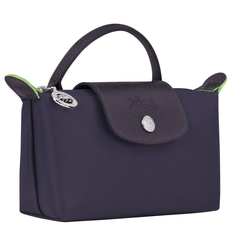 Longchamp Le Pliage Green Pouch with handle - Recycled canvas Pouches & Cases Bilberry | JJ16-K6LY