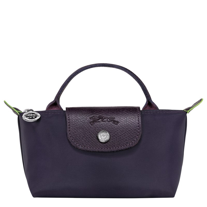 Longchamp Le Pliage Green Pouch with handle - Recycled canvas Pouches & Cases Bilberry | JJ16-K6LY