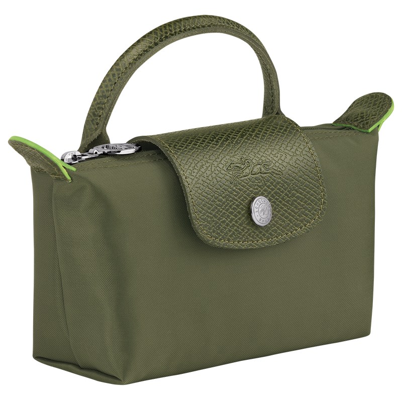 Longchamp Le Pliage Green Pouch with handle - Recycled canvas Pouches & Cases Forest | XR35-T9NG