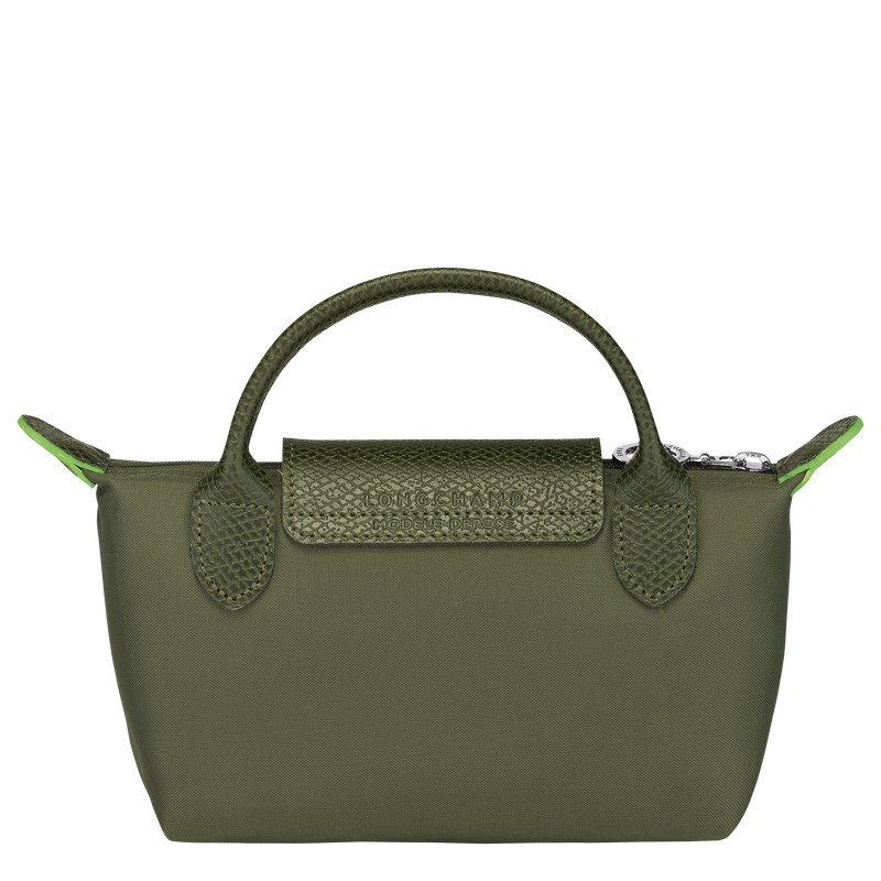 Longchamp Le Pliage Green Pouch with handle - Recycled canvas Pouches & Cases Forest | XR35-T9NG