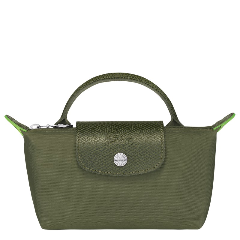 Longchamp Le Pliage Green Pouch with handle - Recycled canvas Pouches & Cases Forest | XR35-T9NG