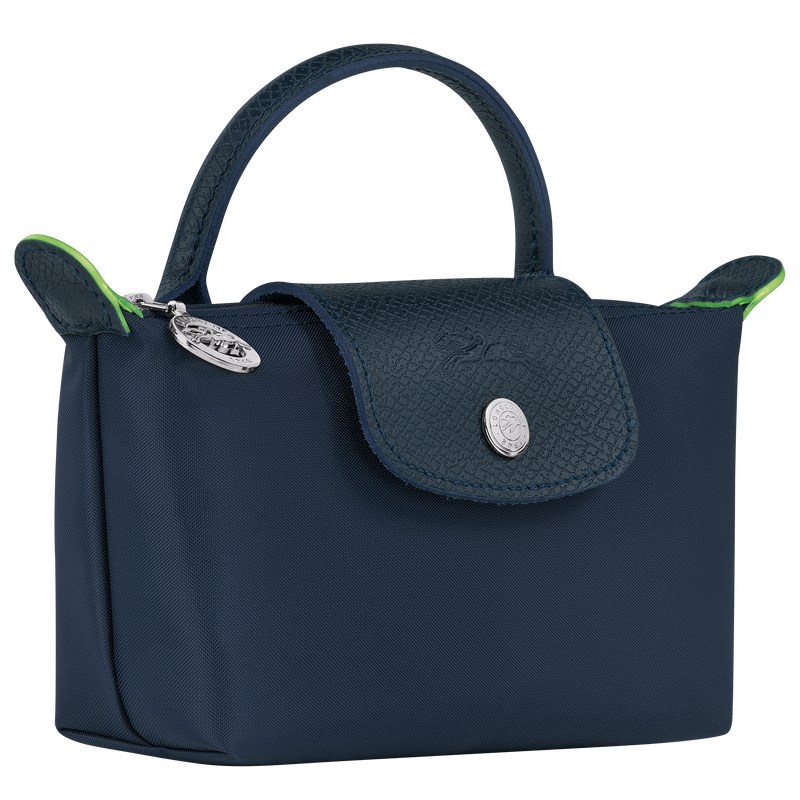 Longchamp Le Pliage Green Pouch with handle - Recycled canvas Pouches & Cases Navy | TW55-F7QM