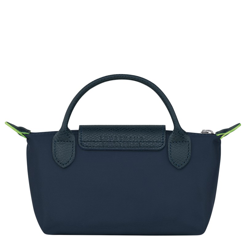 Longchamp Le Pliage Green Pouch with handle - Recycled canvas Pouches & Cases Navy | TW55-F7QM