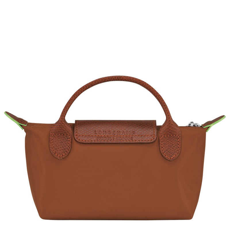 Longchamp Le Pliage Green Pouch with handle - Recycled canvas Pouches & Cases Cognac | QP23-Q1AV