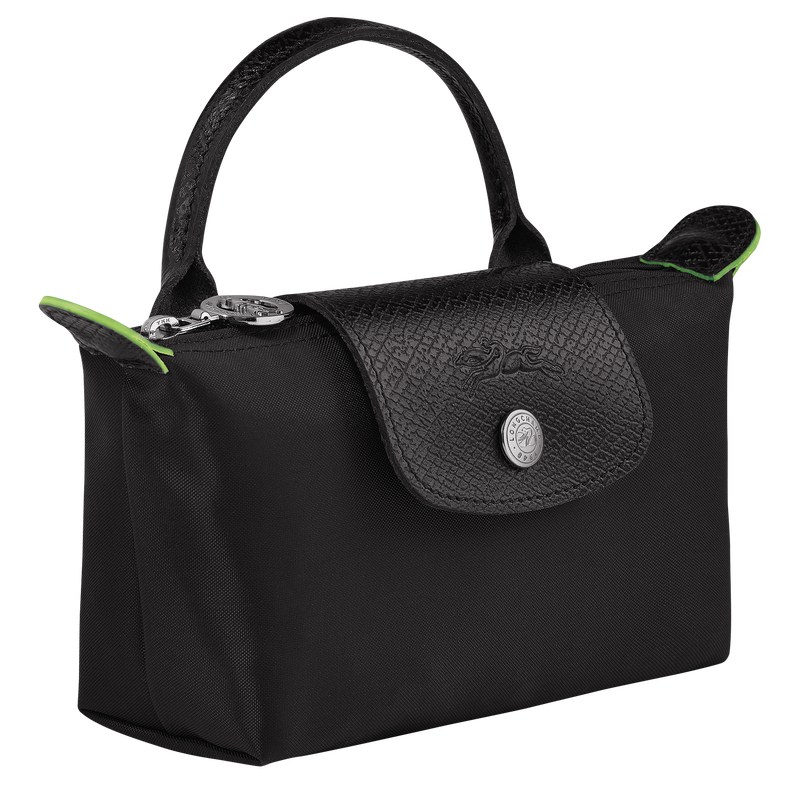 Longchamp Le Pliage Green Pouch with handle - Recycled canvas Pouches & Cases Black | VT02-E6DQ