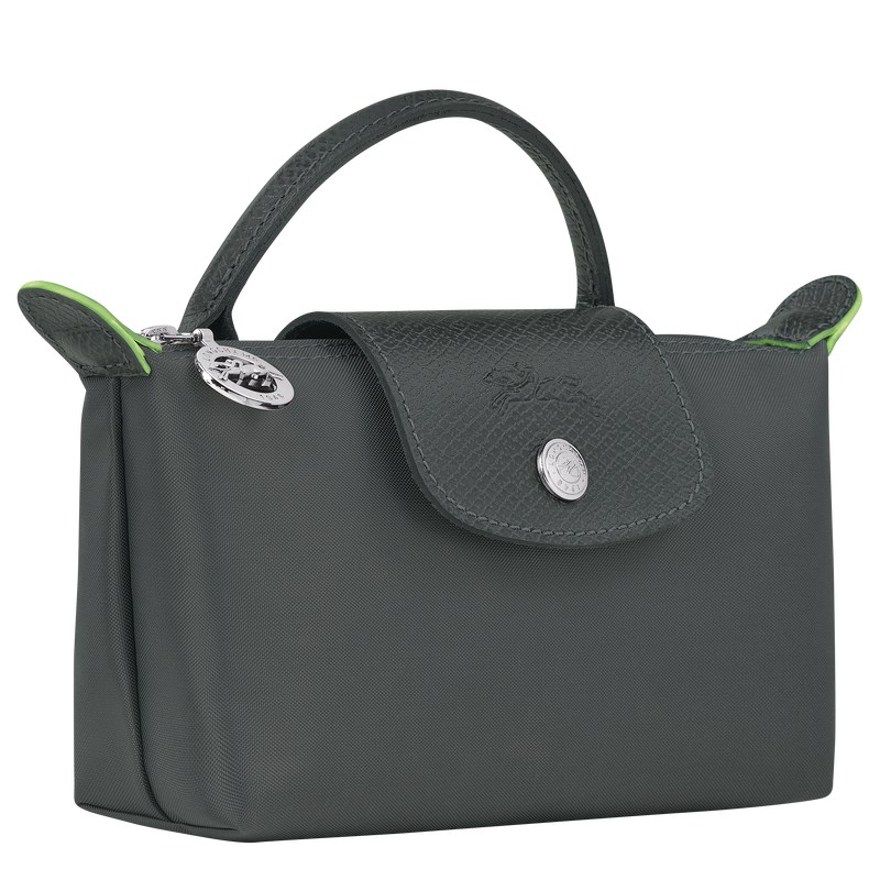 Longchamp Le Pliage Green Pouch with handle - Recycled canvas Pouches & Cases Graphite | QI37-F1IO