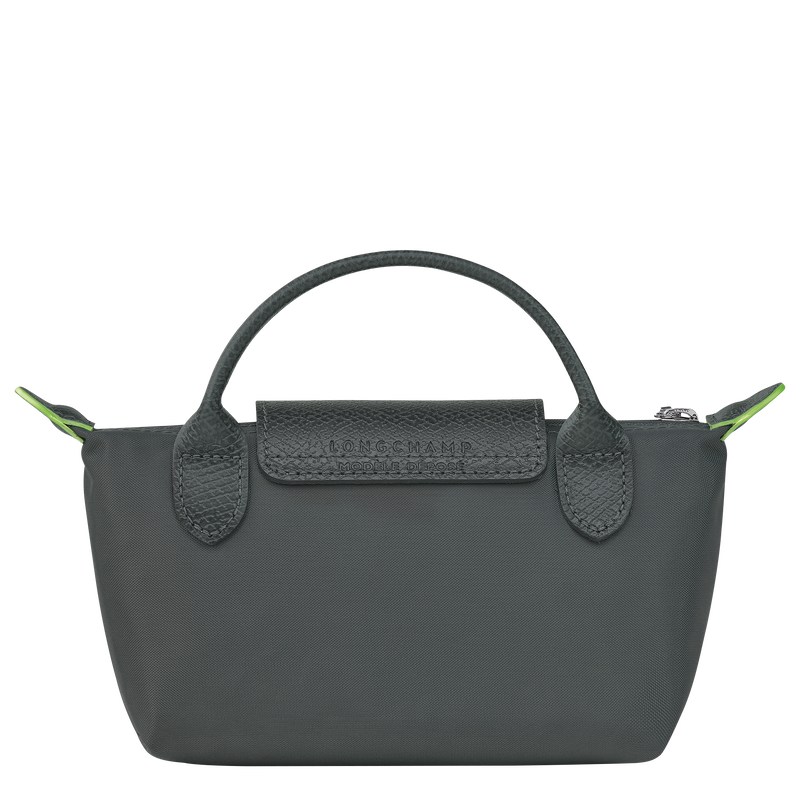 Longchamp Le Pliage Green Pouch with handle - Recycled canvas Pouches & Cases Graphite | QI37-F1IO