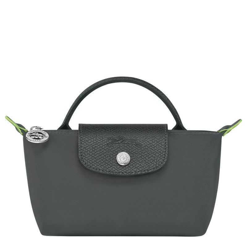 Longchamp Le Pliage Green Pouch with handle - Recycled canvas Pouches & Cases Graphite | QI37-F1IO