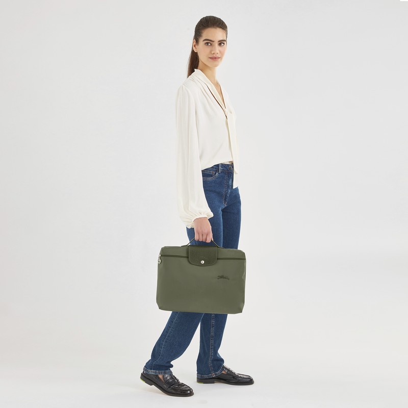 Longchamp Le Pliage Green S Briefcase - Recycled canvas Briefcase Forest | BD54-A7MI