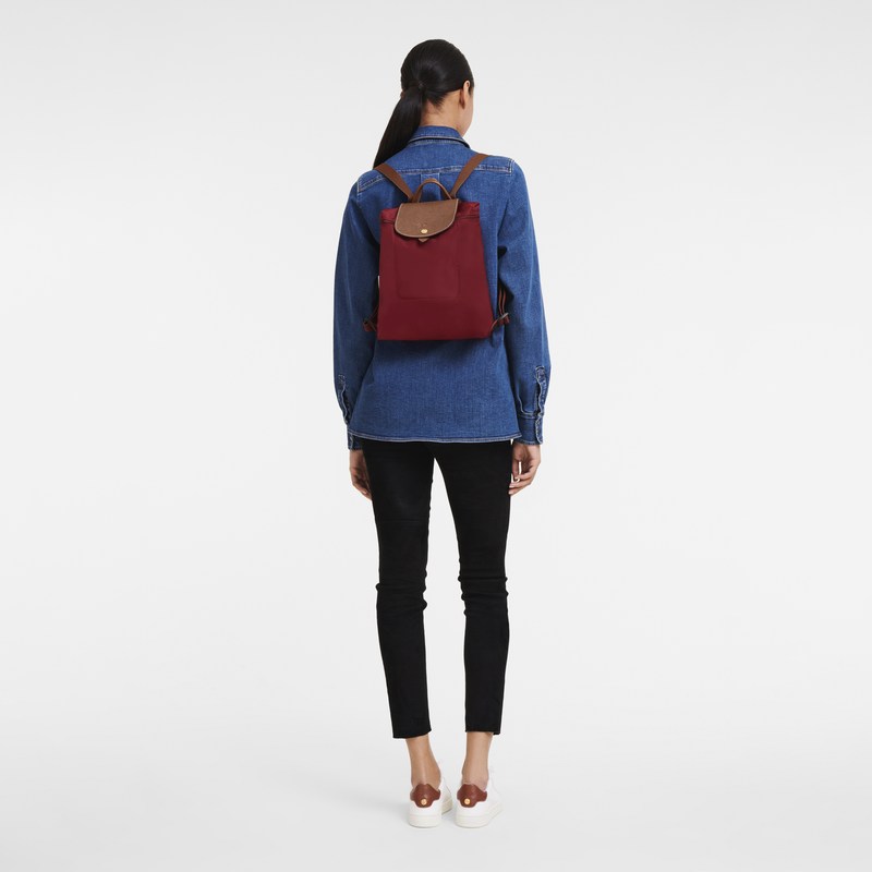 Longchamp Le Pliage Original M Backpack - Recycled canvas Backpacks Red | WN47-A1OY