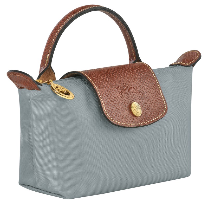 Longchamp Le Pliage Original Pouch with handle - Recycled canvas Pouches & Cases Steel | CB13-Z0NH