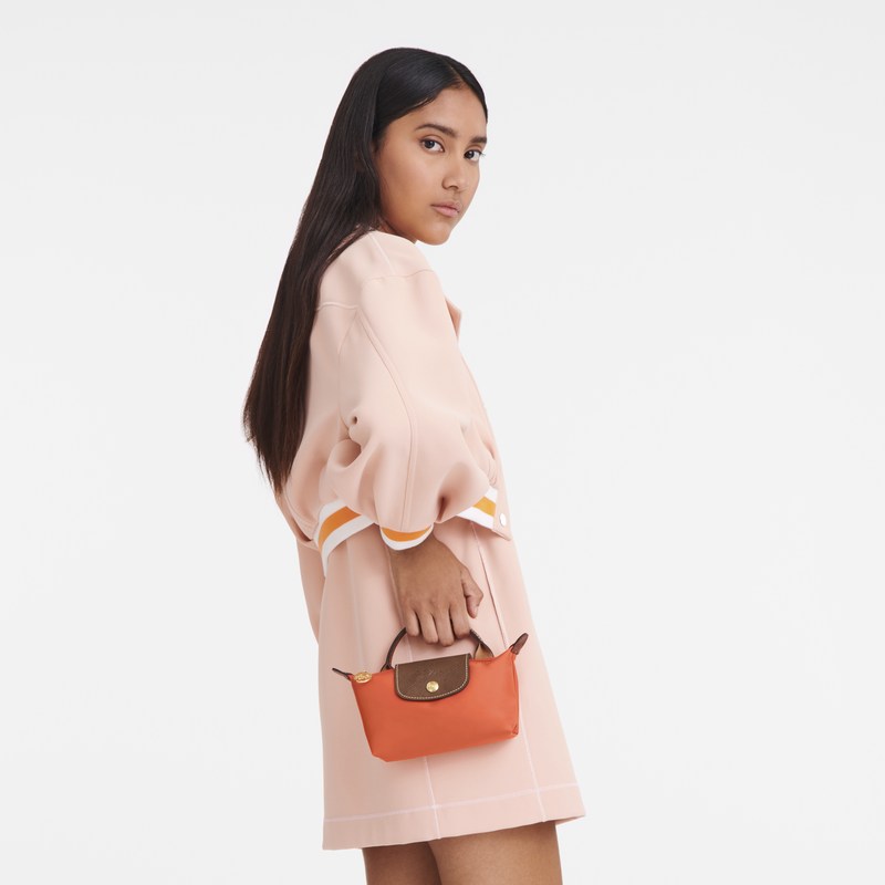 Longchamp Le Pliage Original Pouch with handle - Recycled canvas Pouches & Cases Orange | DI23-L7OL