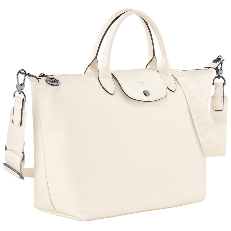 Longchamp Le Pliage Xtra L Handbag - Leather Handbags Ecru | YX59-J3KY