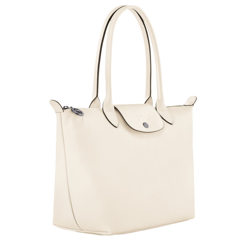 Longchamp Le Pliage Xtra M Tote bag - Leather Shoulder bags Ecru | BE63-K6OM