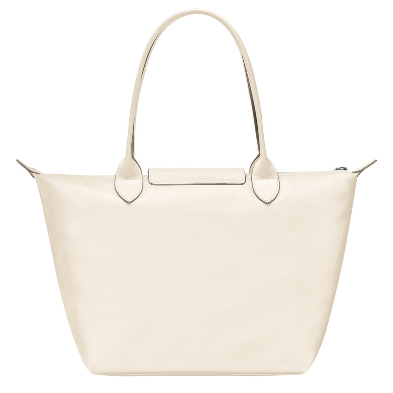 Longchamp Le Pliage Xtra M Tote bag - Leather Shoulder bags Ecru | BE63-K6OM