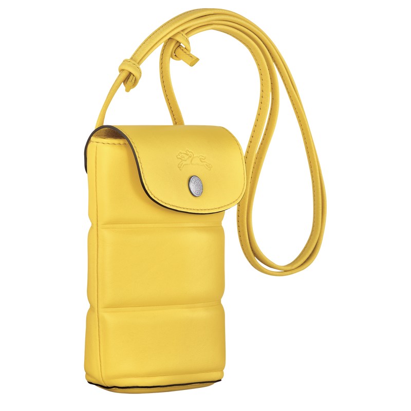 Longchamp Le Pliage Xtra Phone case - Leather Phone cases Yellow | WV00-Z7UN